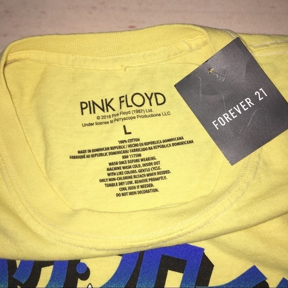 Pink Floyd Yellow Graphic Shirt by Forever 21 Sz L - Picture 4 of 5